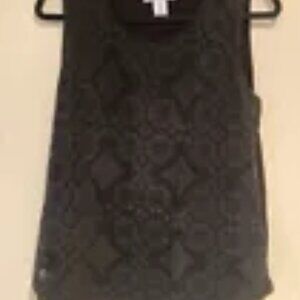 Liz Claiborne Sleeveless Black Lace Front Top